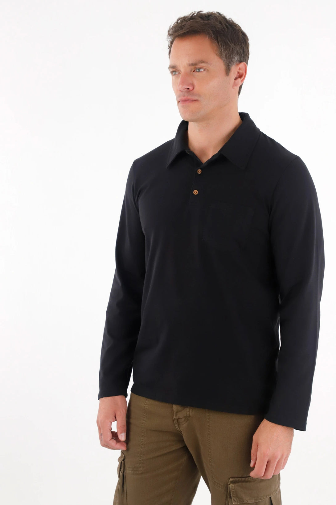 Camiseta de cuello polo negra para hombre