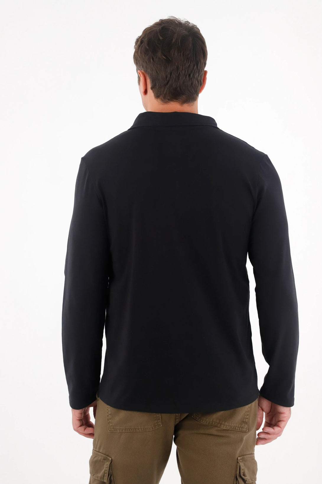 Camiseta de cuello polo negra para hombre
