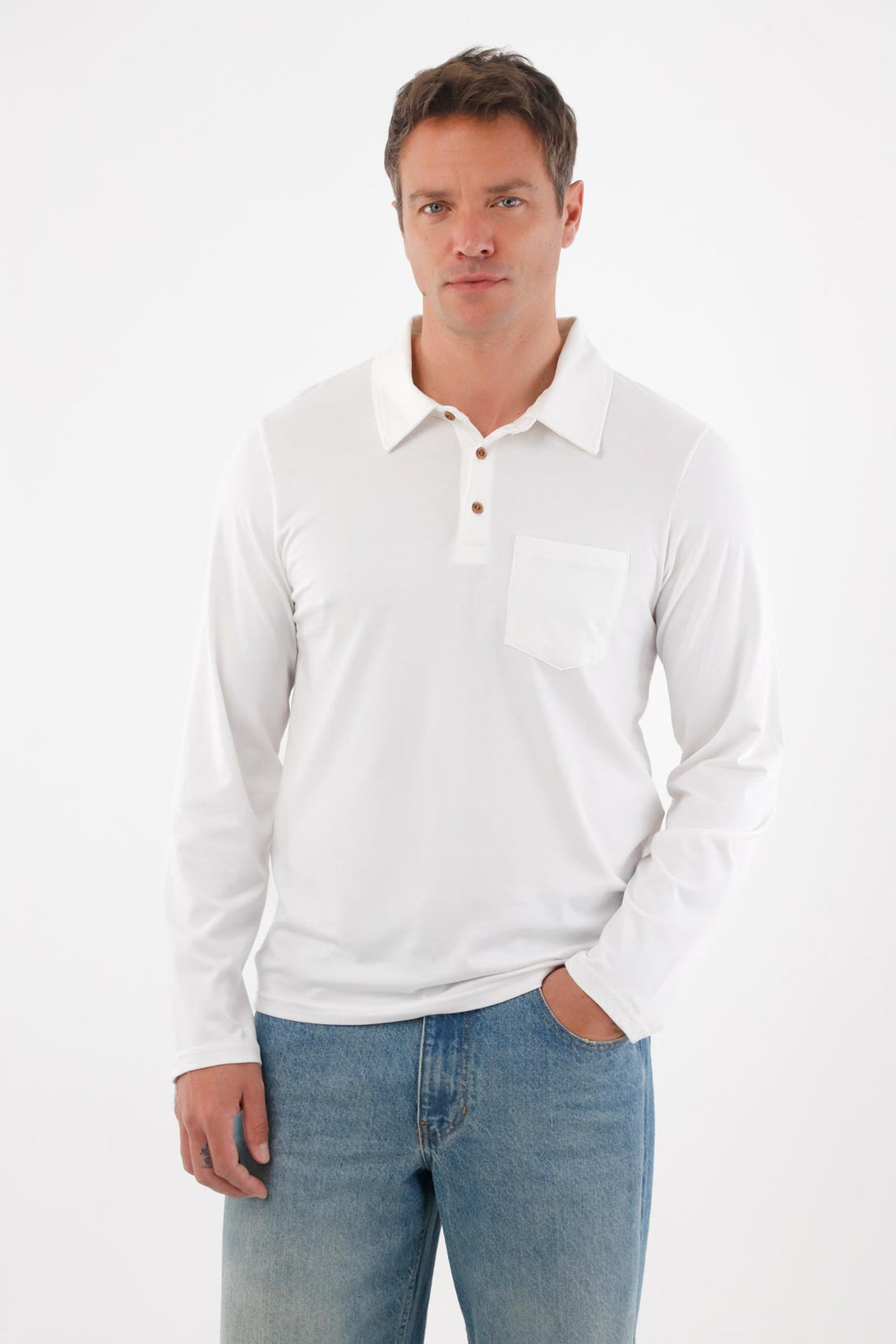 Camiseta de cuello polo blanca para hombre