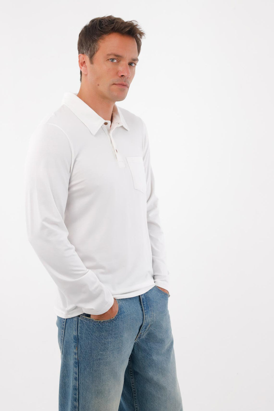Camiseta de cuello polo blanca para hombre