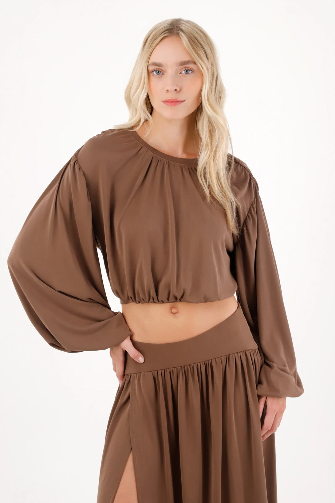 Café Long Sleeve Volume Top for Women