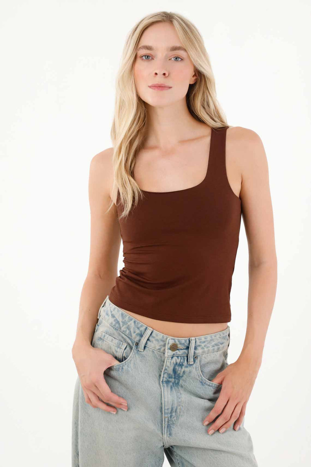 Brown Sleeveless Top for Women