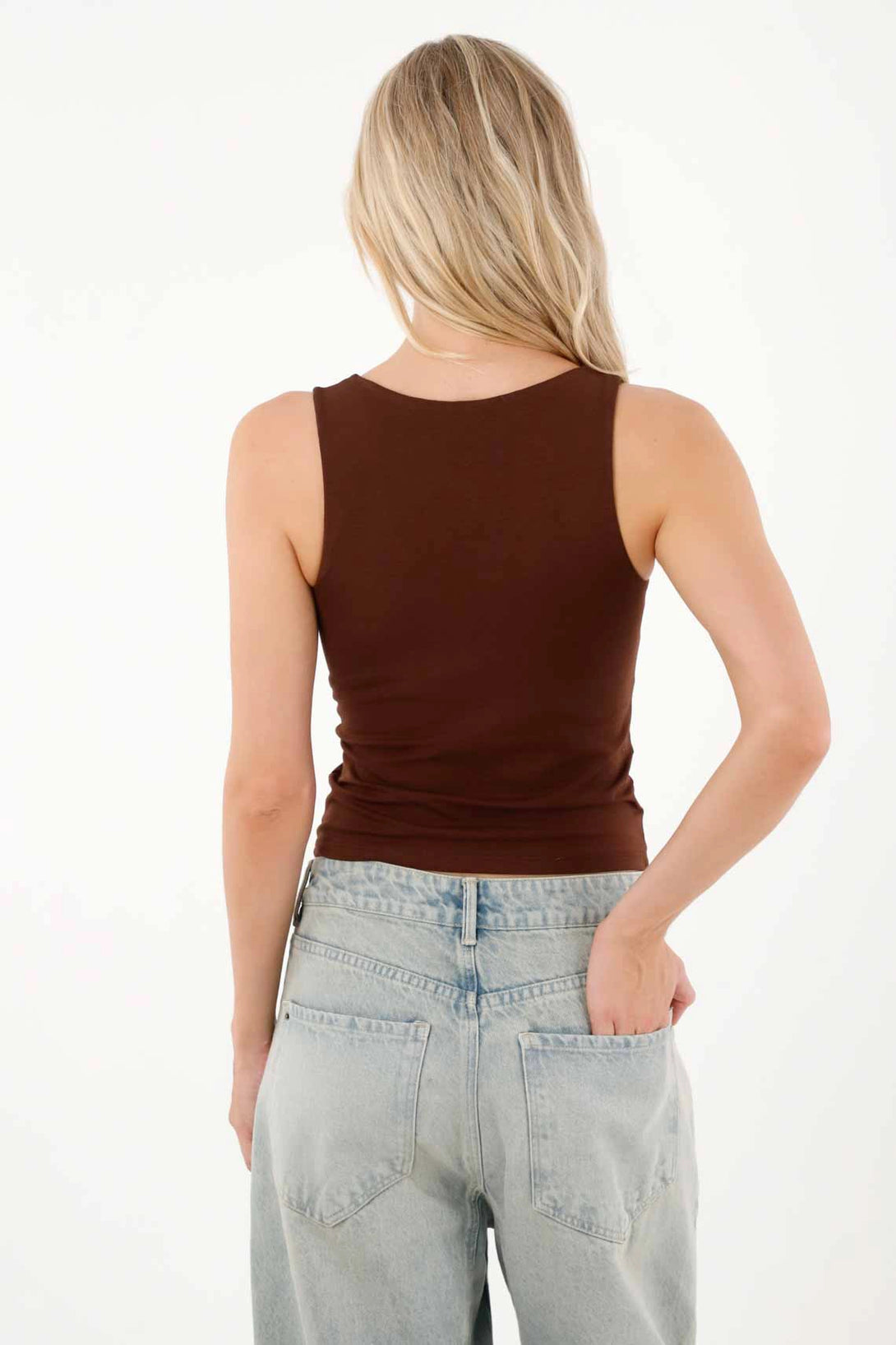 Brown Sleeveless Top for Women