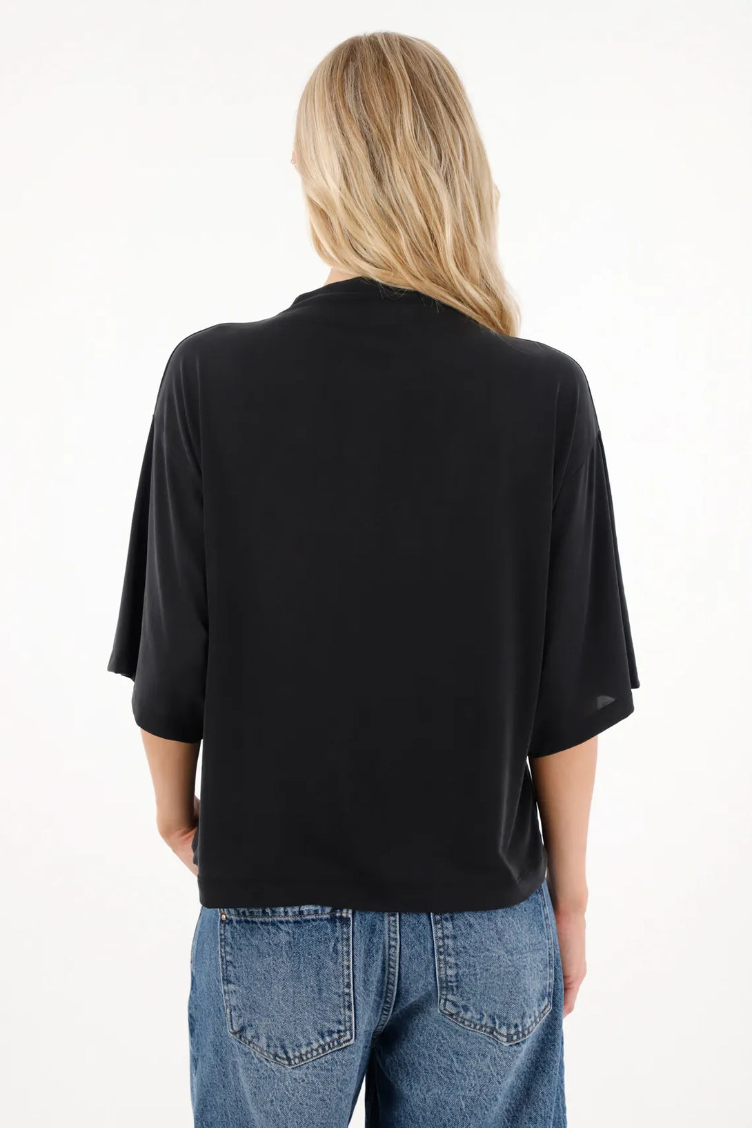 Black High Neck T-Shirt for Women