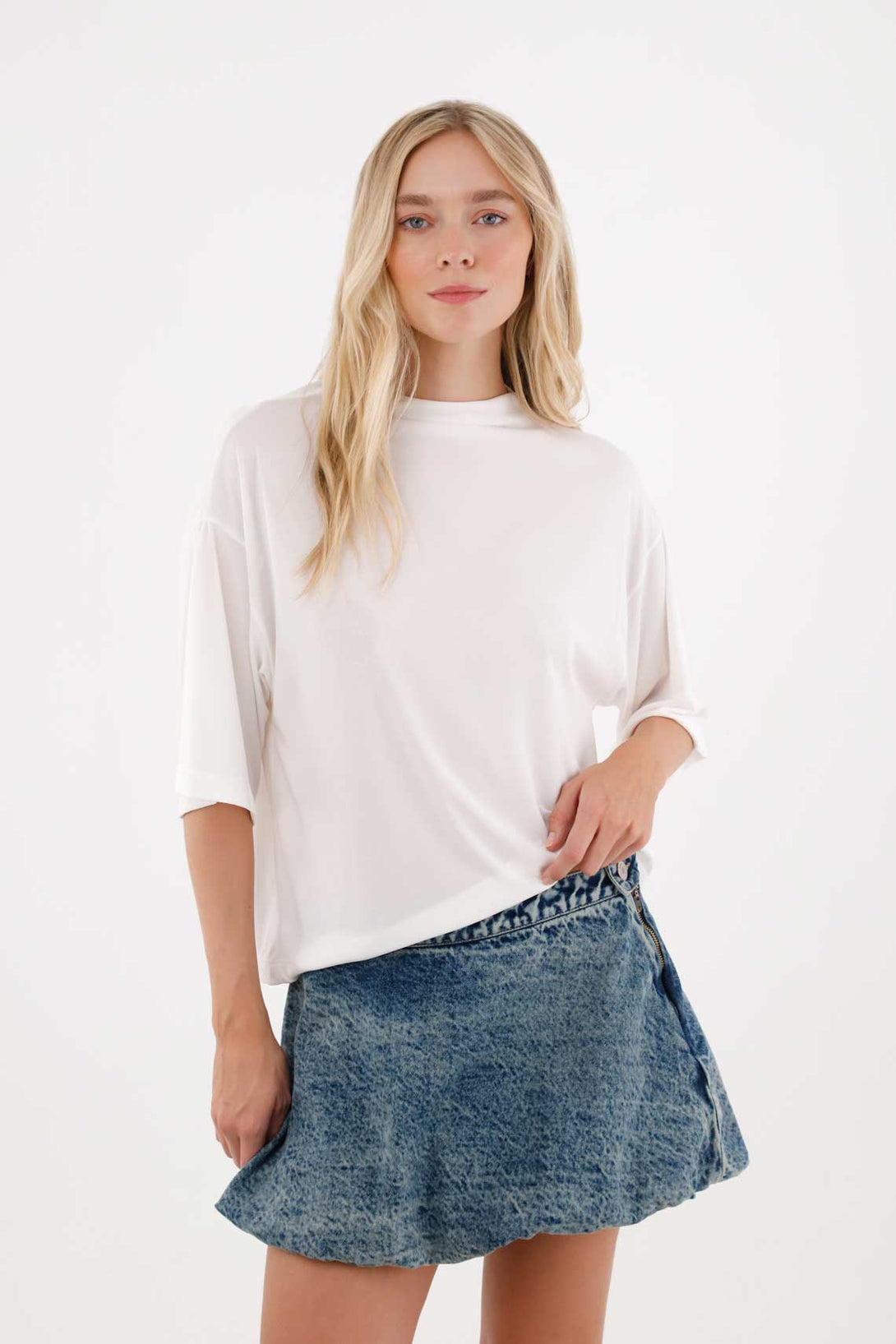 Cream High Neck Shirt for Women