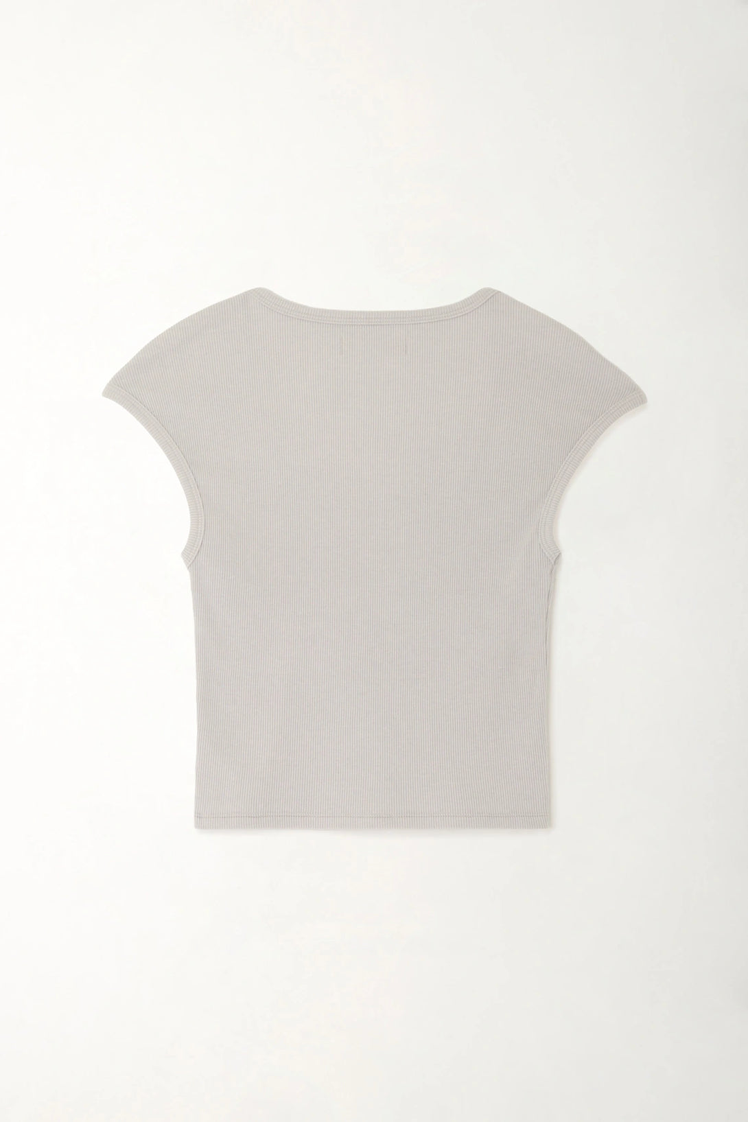 Camiseta con escote profundo en rib gris para mujer