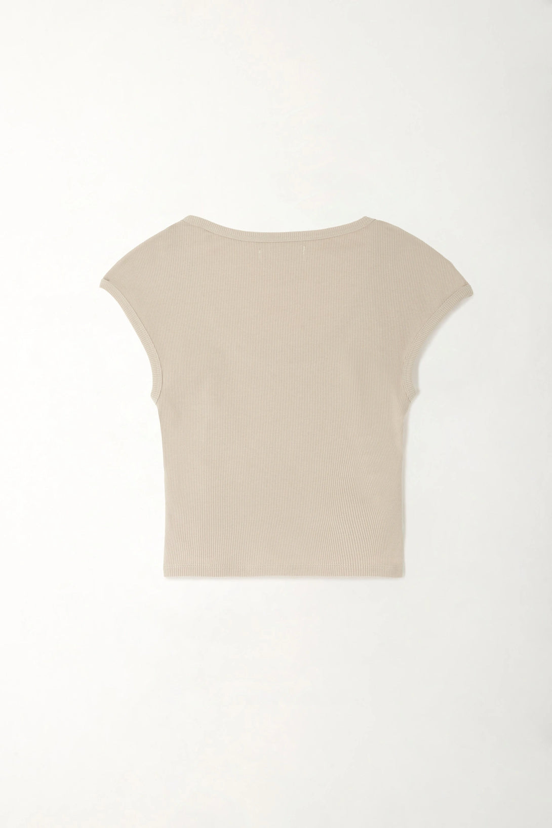 Camiseta con escote profundo en rib arena para mujer