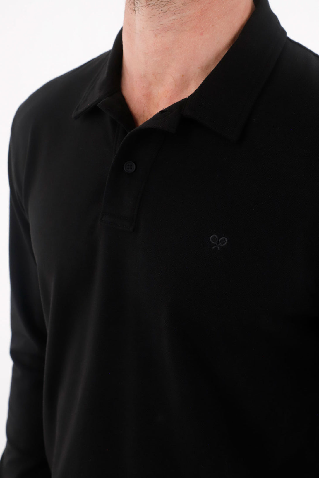 Black Long Sleeve Polo for Men