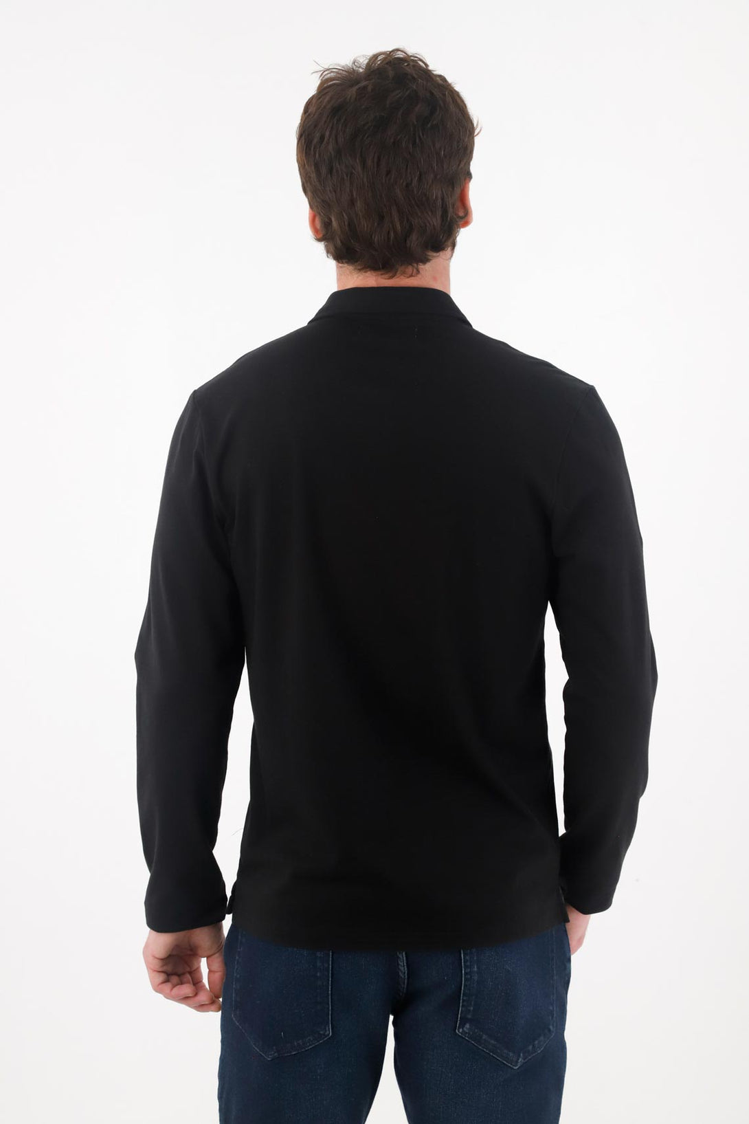 Black Long Sleeve Polo for Men