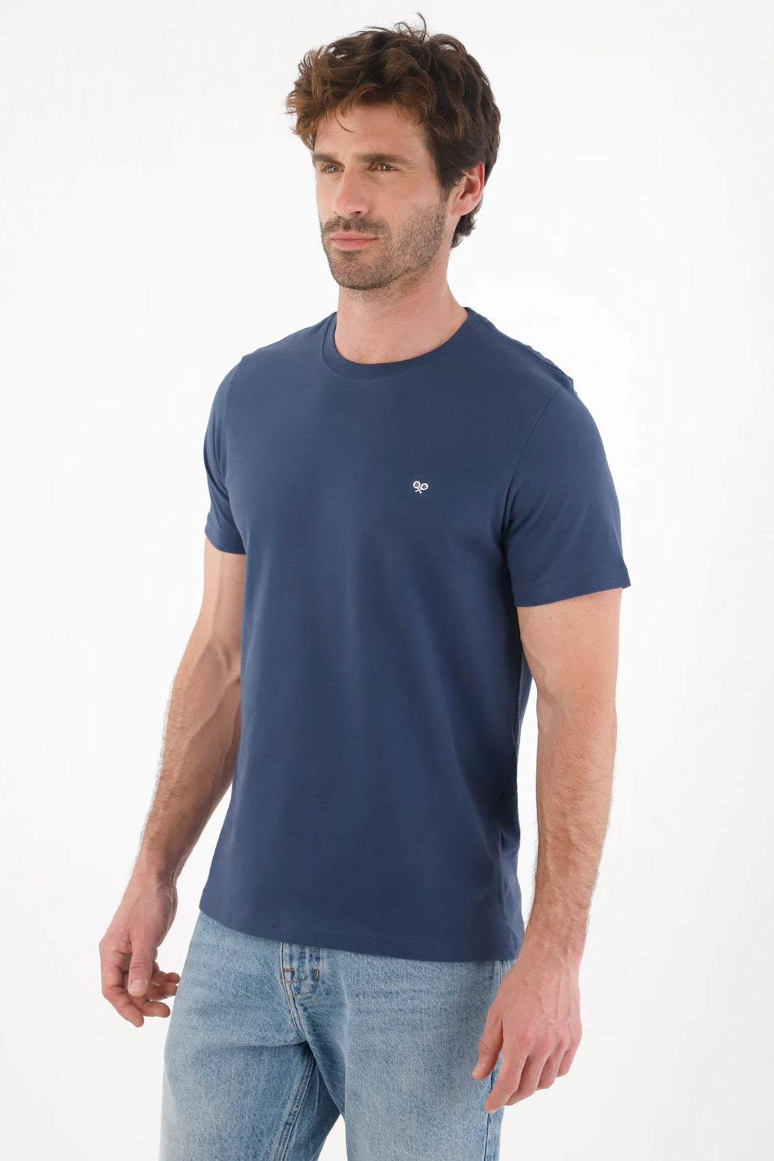Blue Embroidered Mini Racket T-Shirt for Men