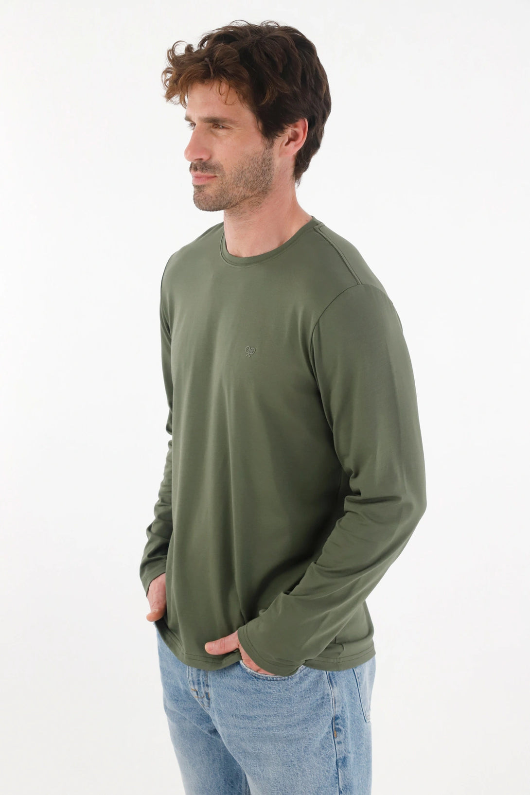 Long Sleeve Green T-Shirt for Men