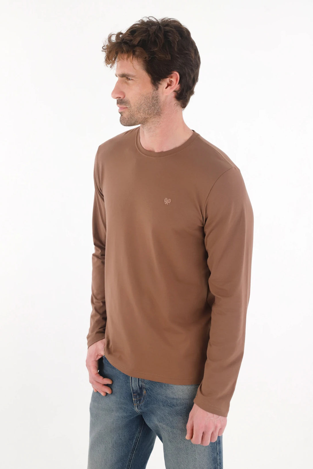 Long Sleeve Brown T-Shirt for Men