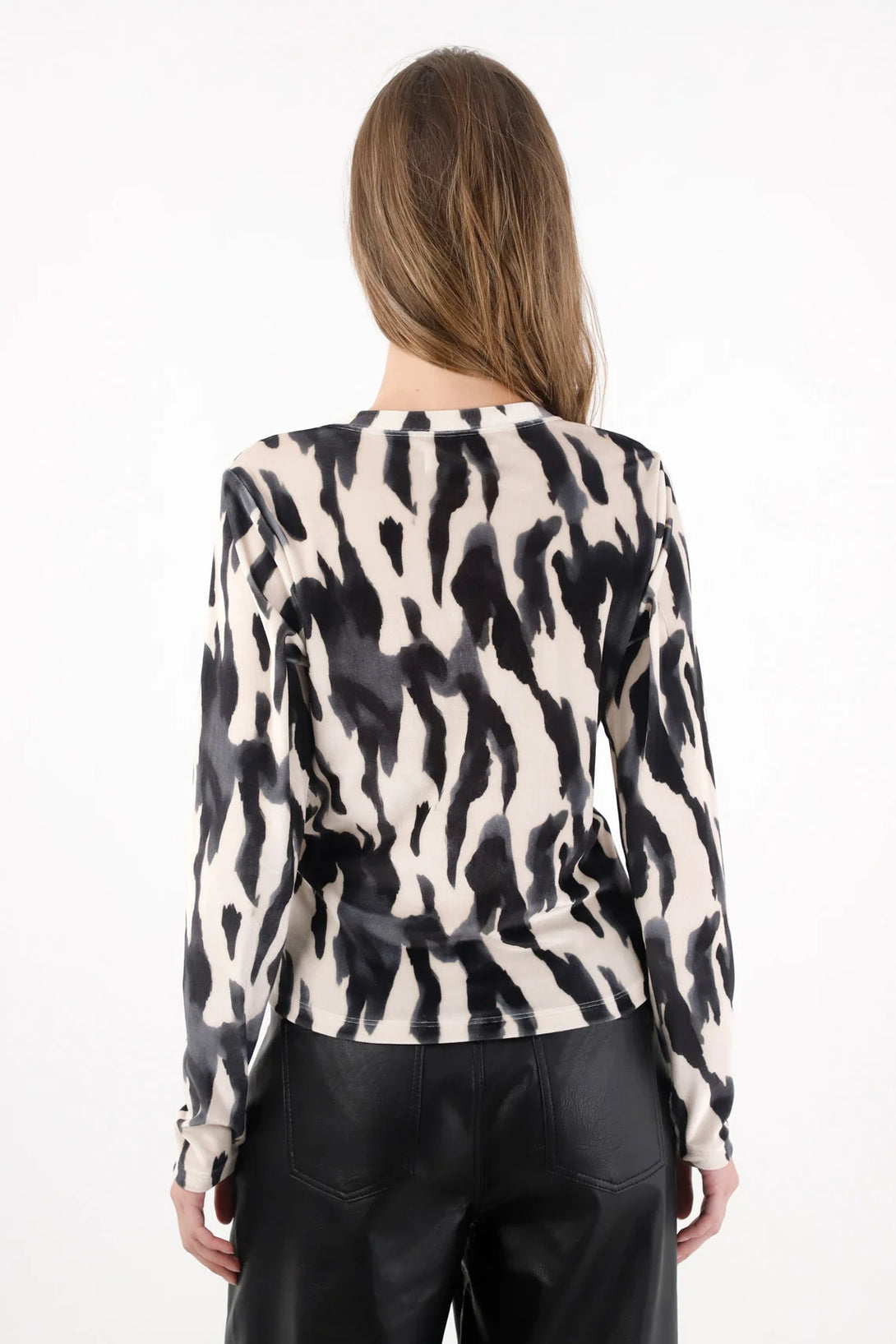 T-Shirt in Textured Fabric with Off-White High Neck for Women