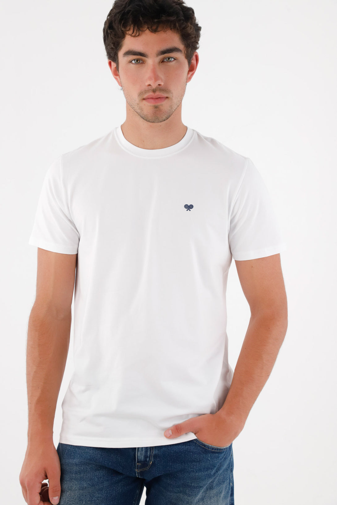 Camiseta con mini raqueta blanca para hombre