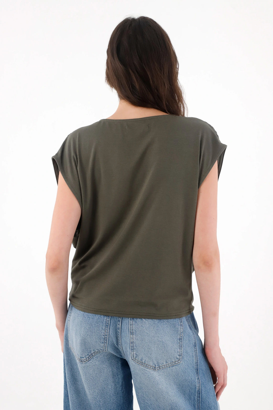Camiseta con drappeado gris para mujer
