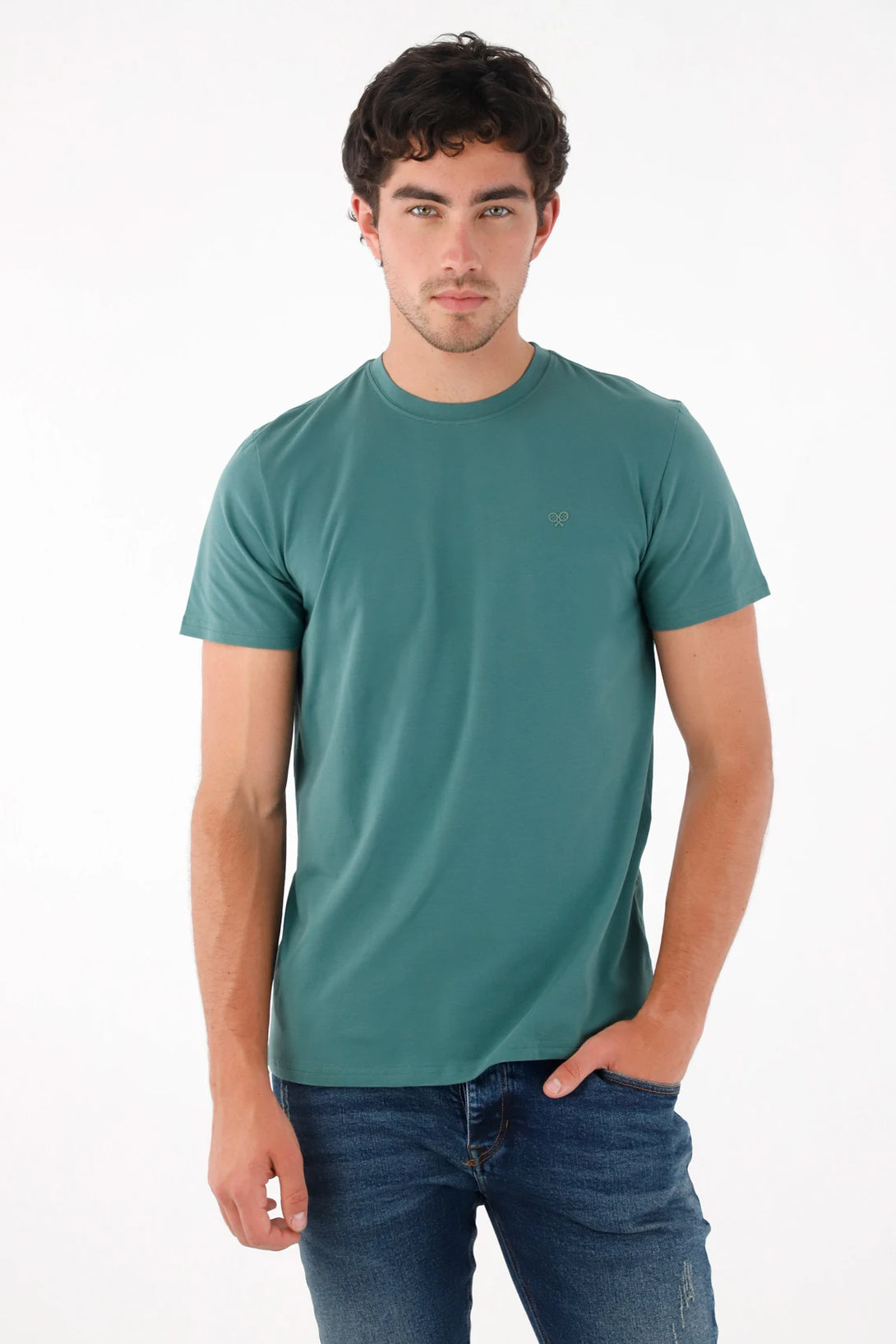 T-Shirt with Mini Racket in Green for Men