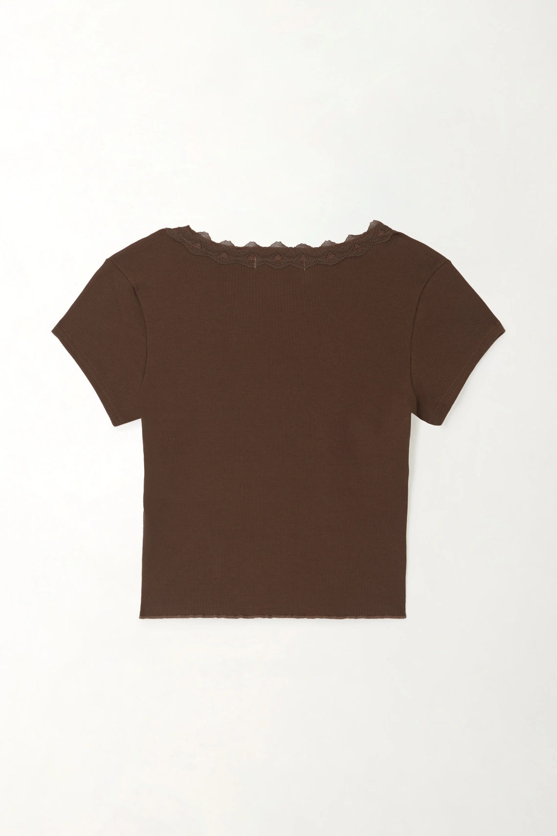 Camiseta con encaje café para mujer