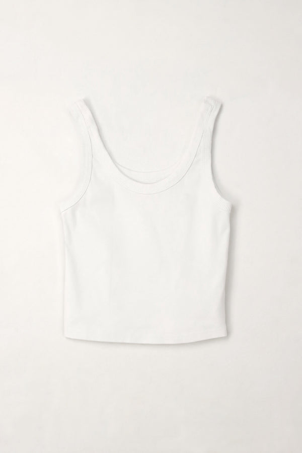 Camiseta crop en rib blanca para mujer