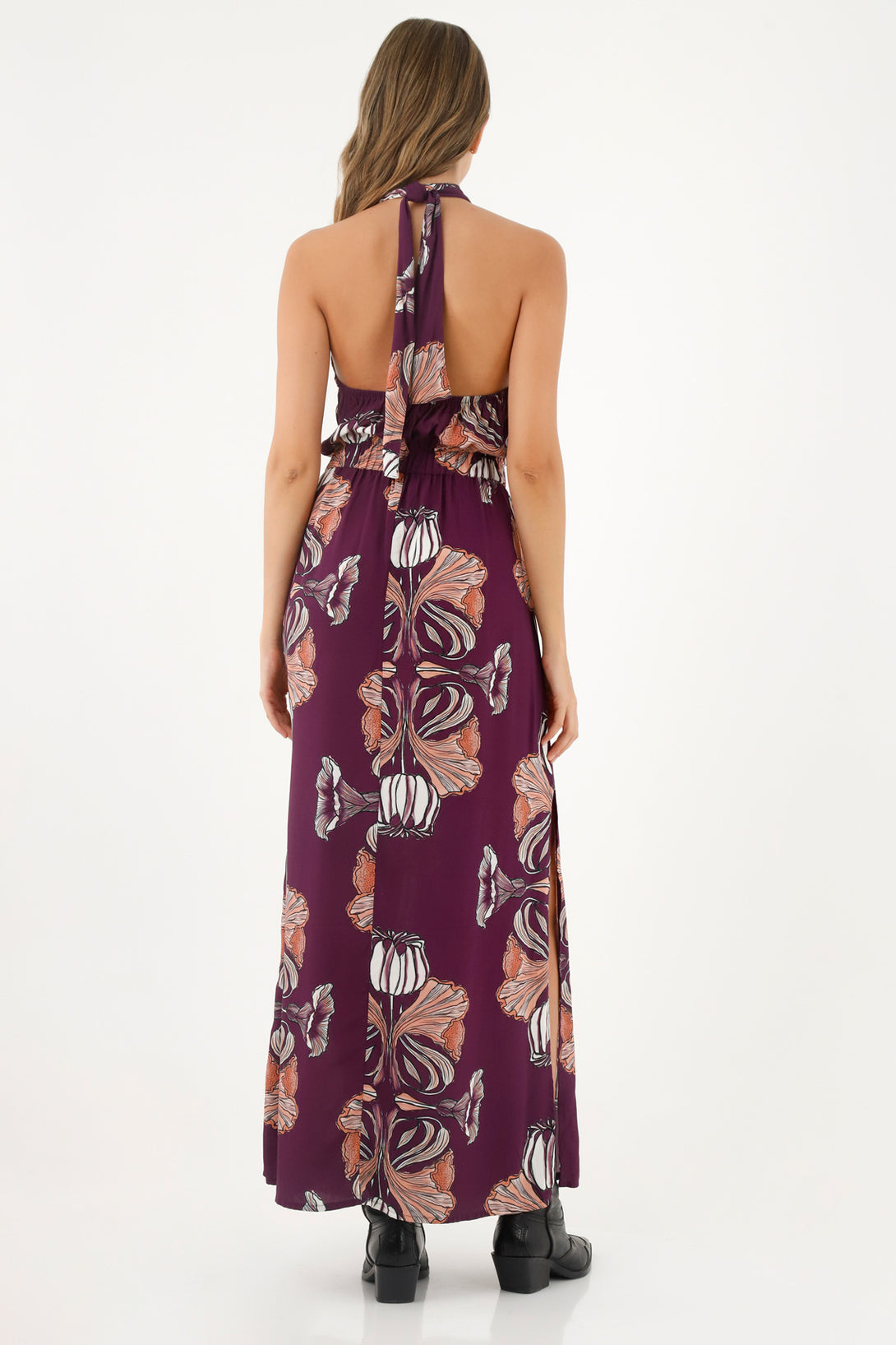 Tns dress for women, long Hongod print dresses on purple background