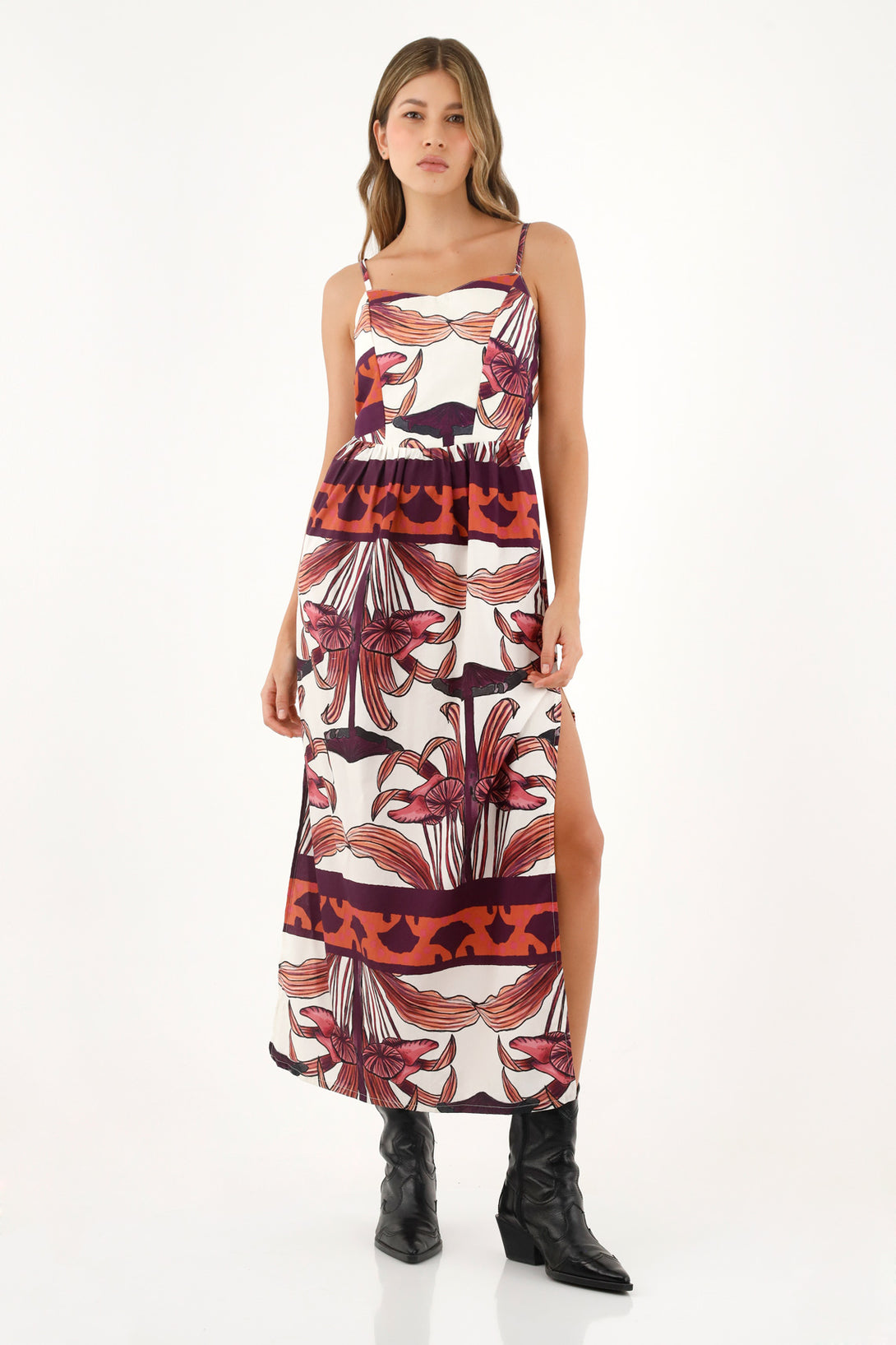 Tns dress for women, long dresses printed with mushroom borders