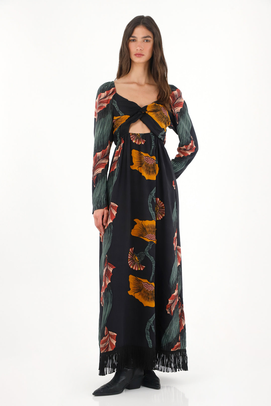 Vestido estampado con detalles cut out para mujer