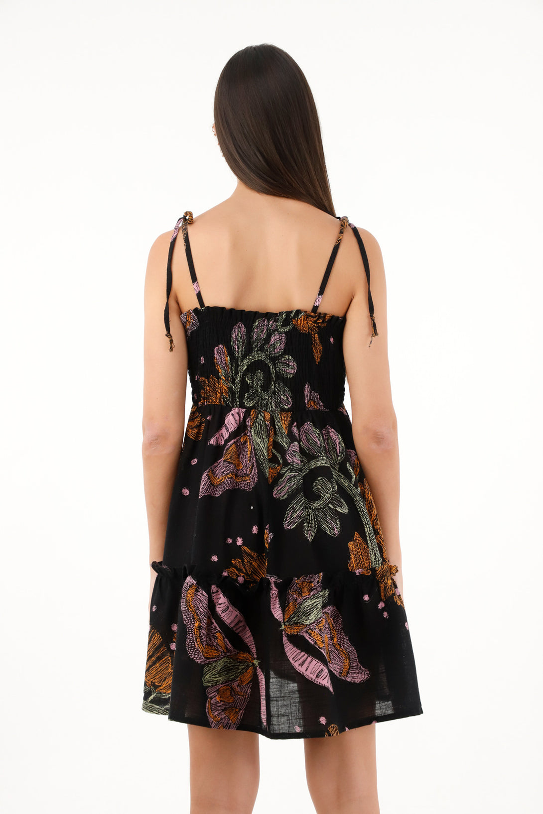 Women's short dress with palm print