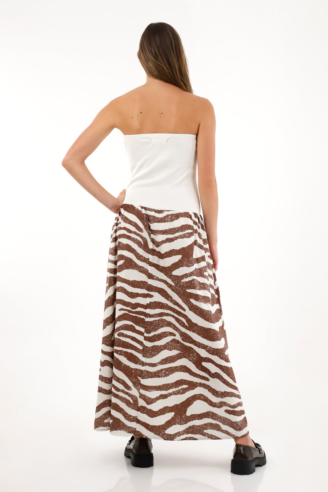 Women's Strapless Maxi Dress with Animal Print
