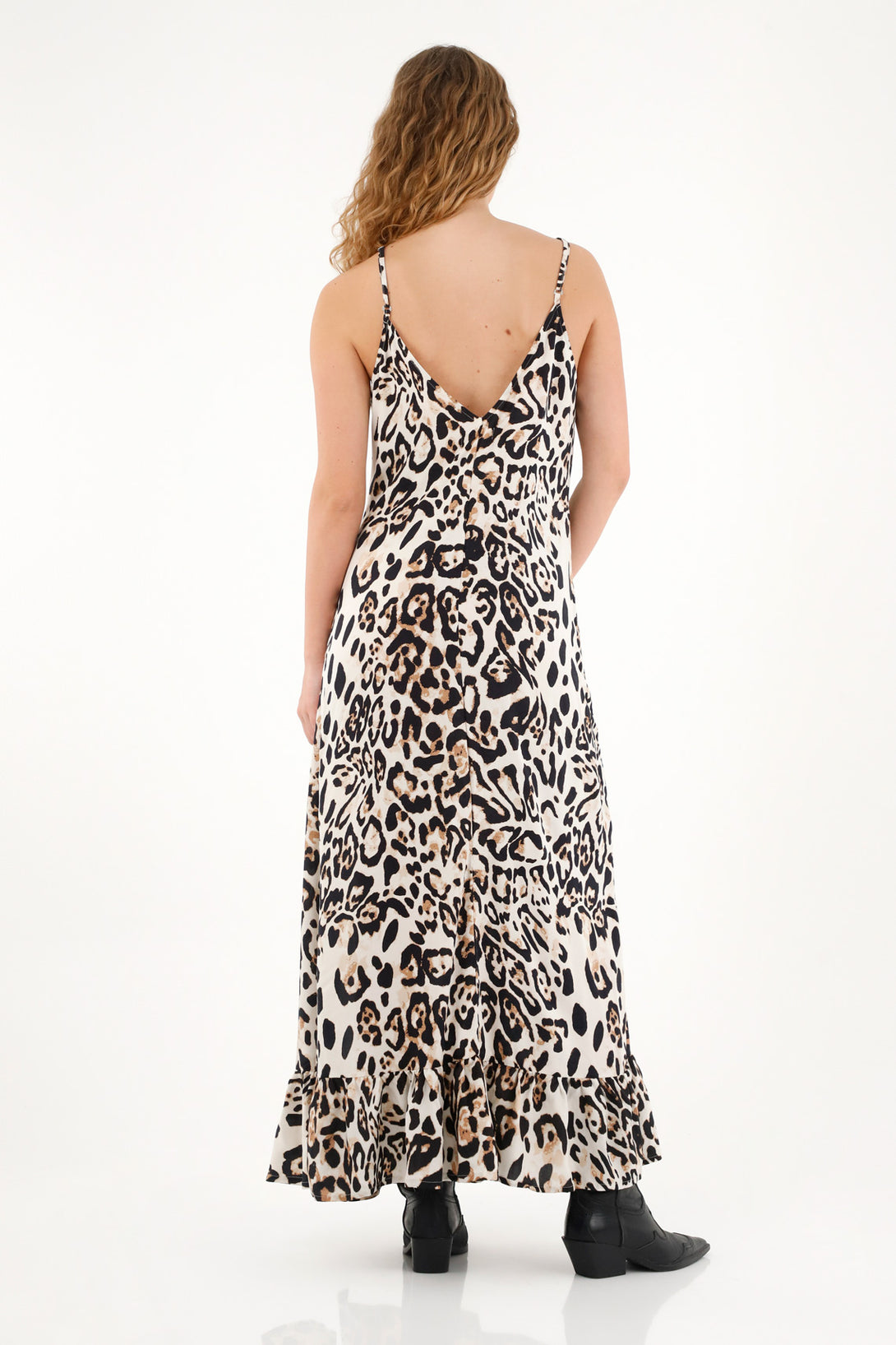 Vestido largo con estampado animal print para mujer