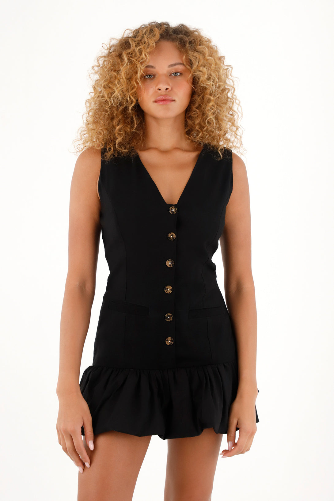 Stylish Women's Black Bubble Skirt Dress - TNS Clothing Elegance! Stylish Women's Black Bubble Skirt Dress - TNS Clothing Elegance!