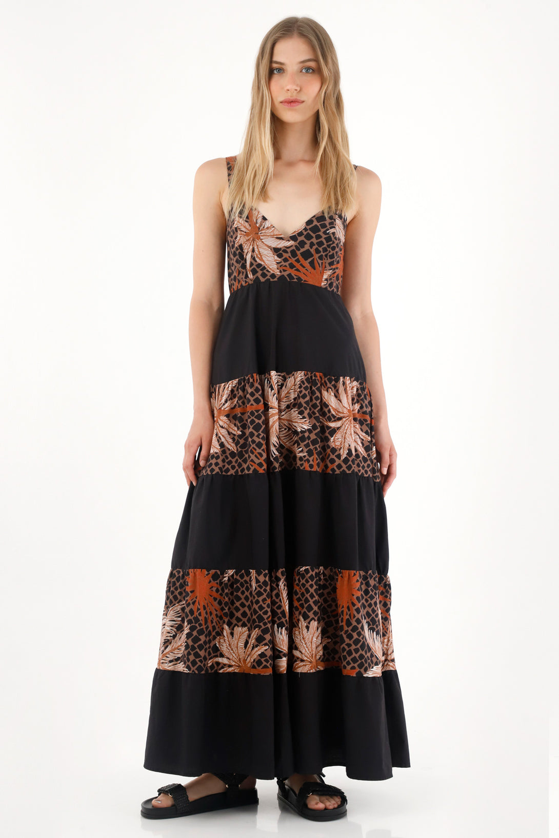 Women's Long Black Striped Maxi Dress