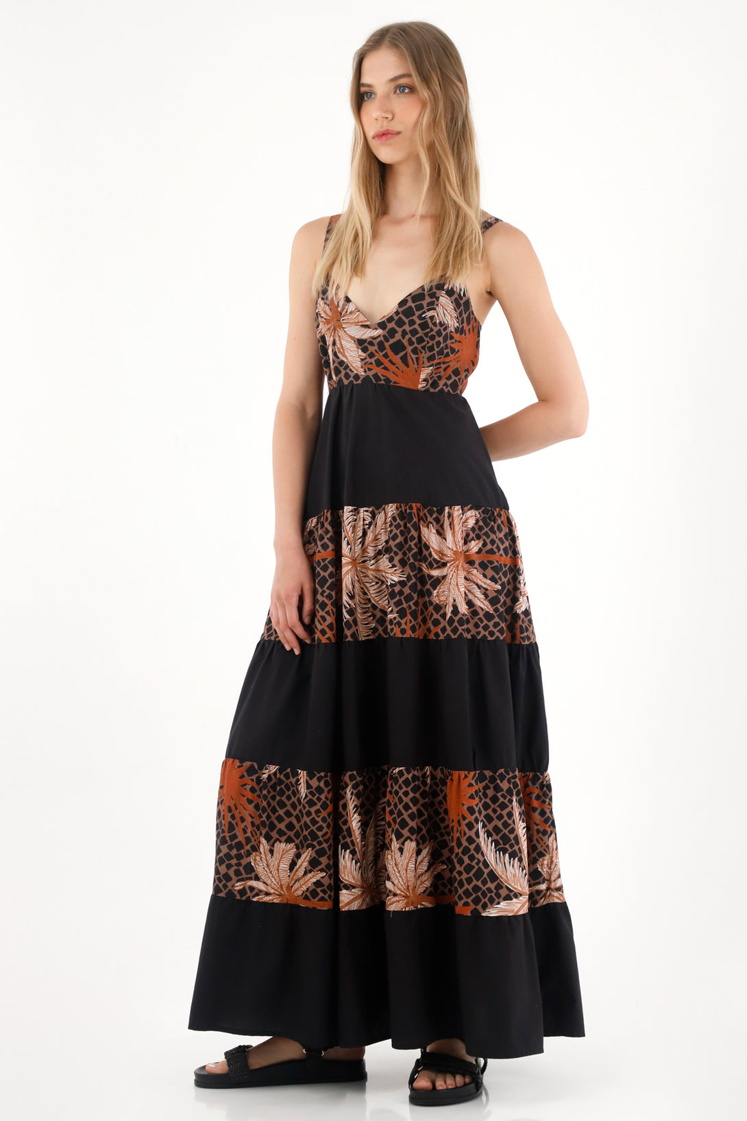 Women's Long Black Striped Maxi Dress