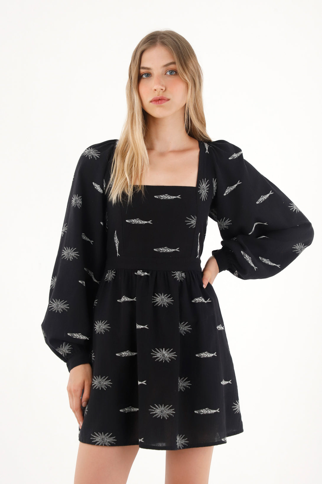 Short Fish Print Dress for Women