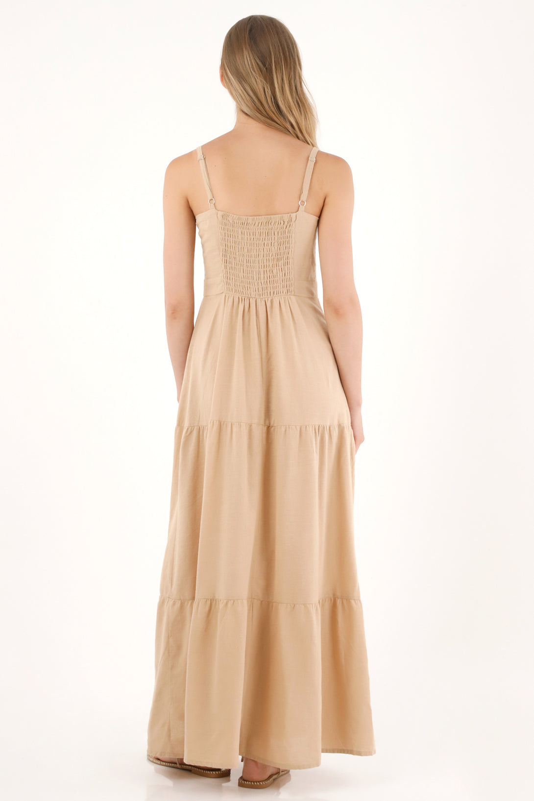 Women's Long Flowing Dress with Embroidered Details