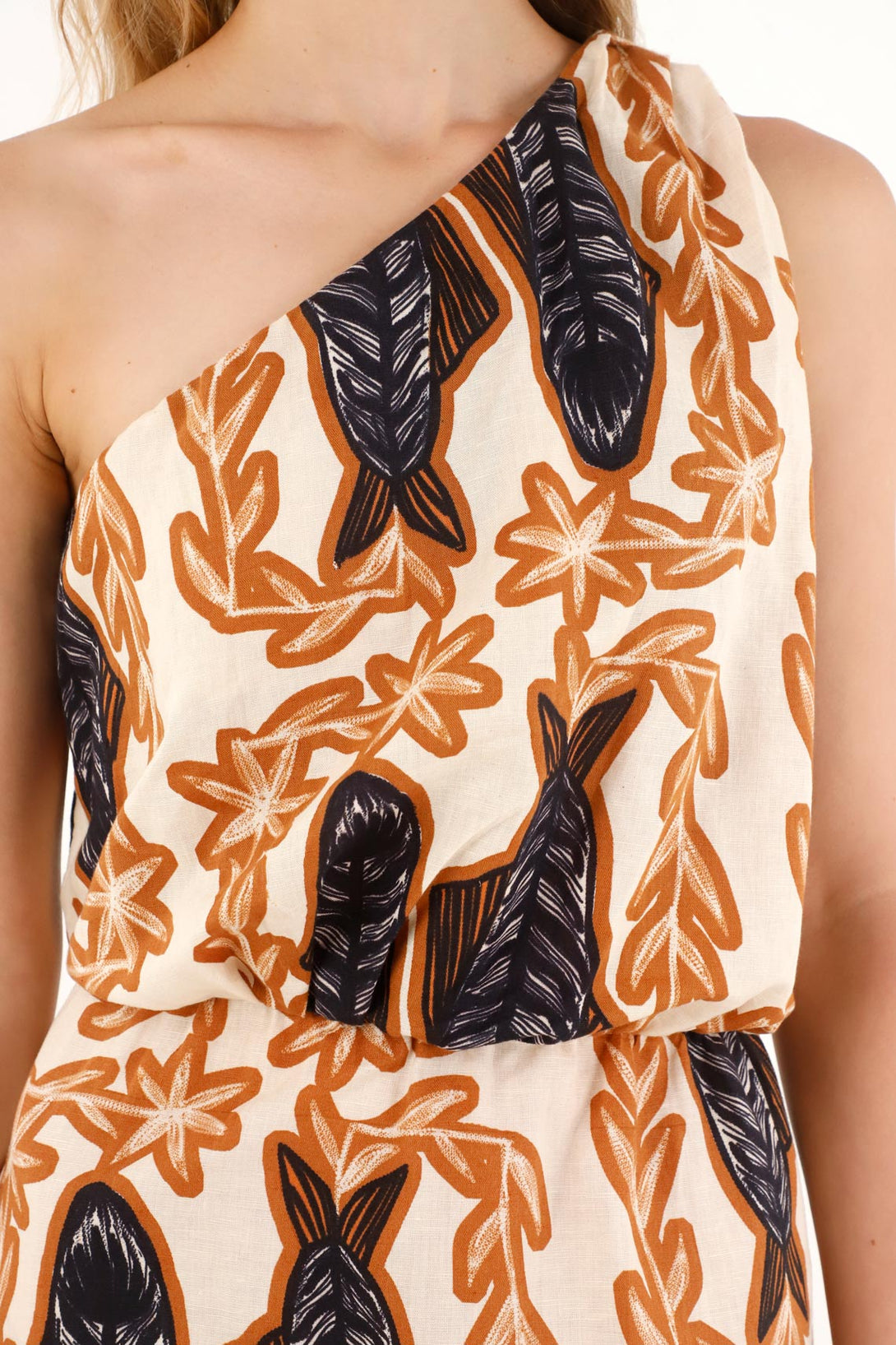 Women's One-Shoulder Printed Maxi Dress