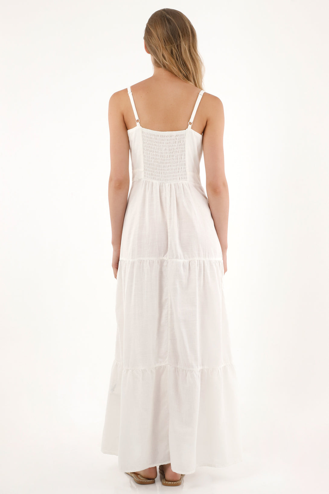 Women's Flowing Long Dress with Embroidered Details