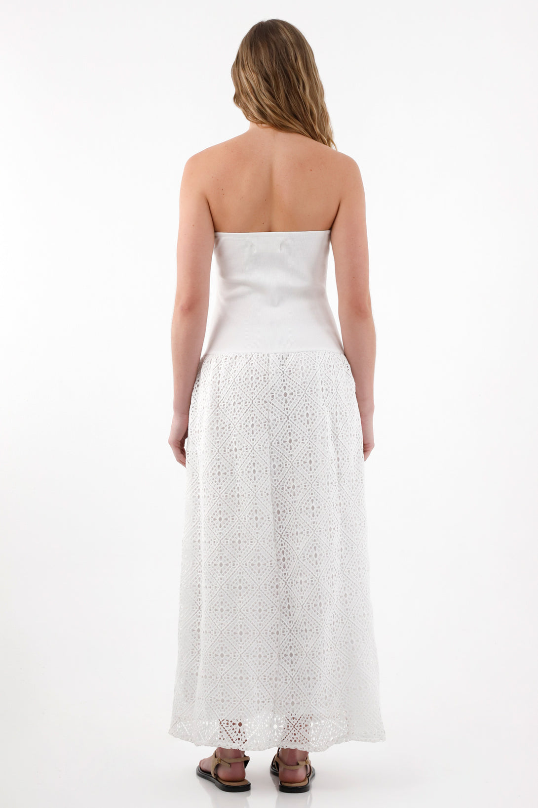 Women's Strapless Long Dress in Cream