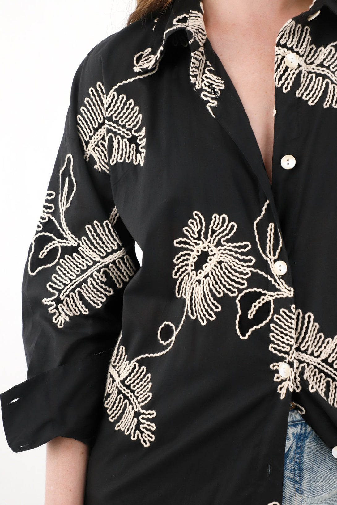 Women's Long Shirt Dress with Embroidery