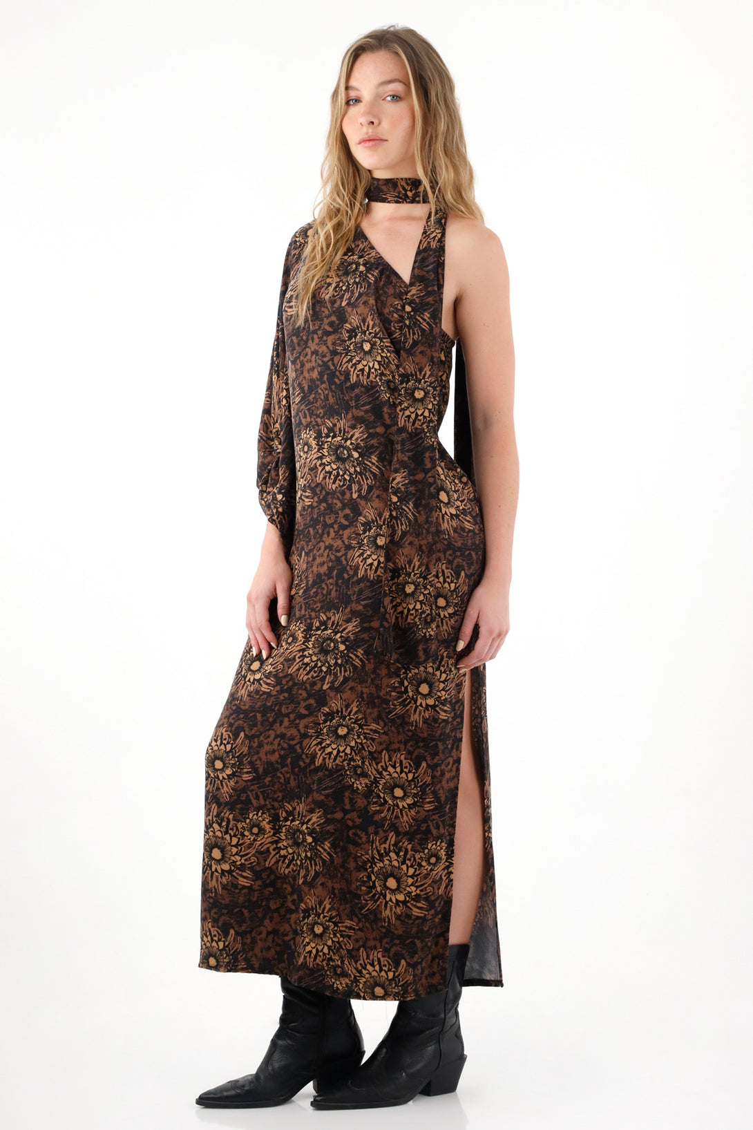 Long Wide Floral Print Dress for Women