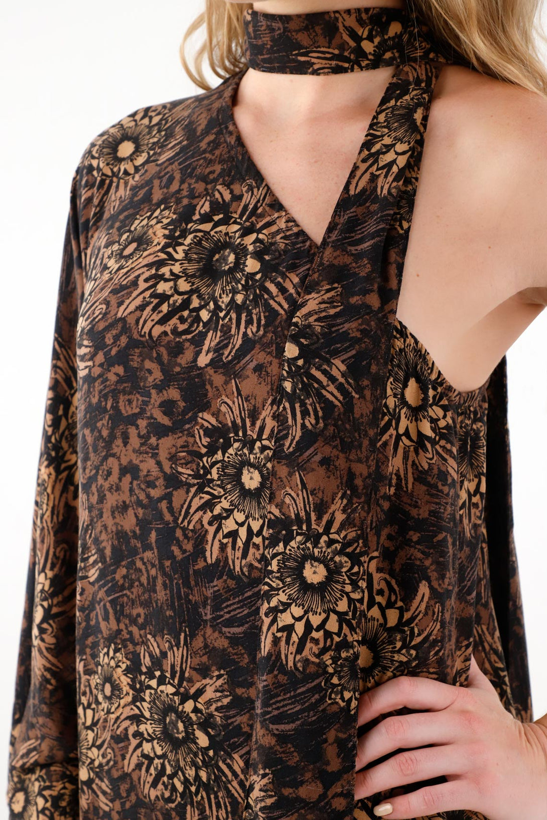 Long Wide Floral Print Dress for Women