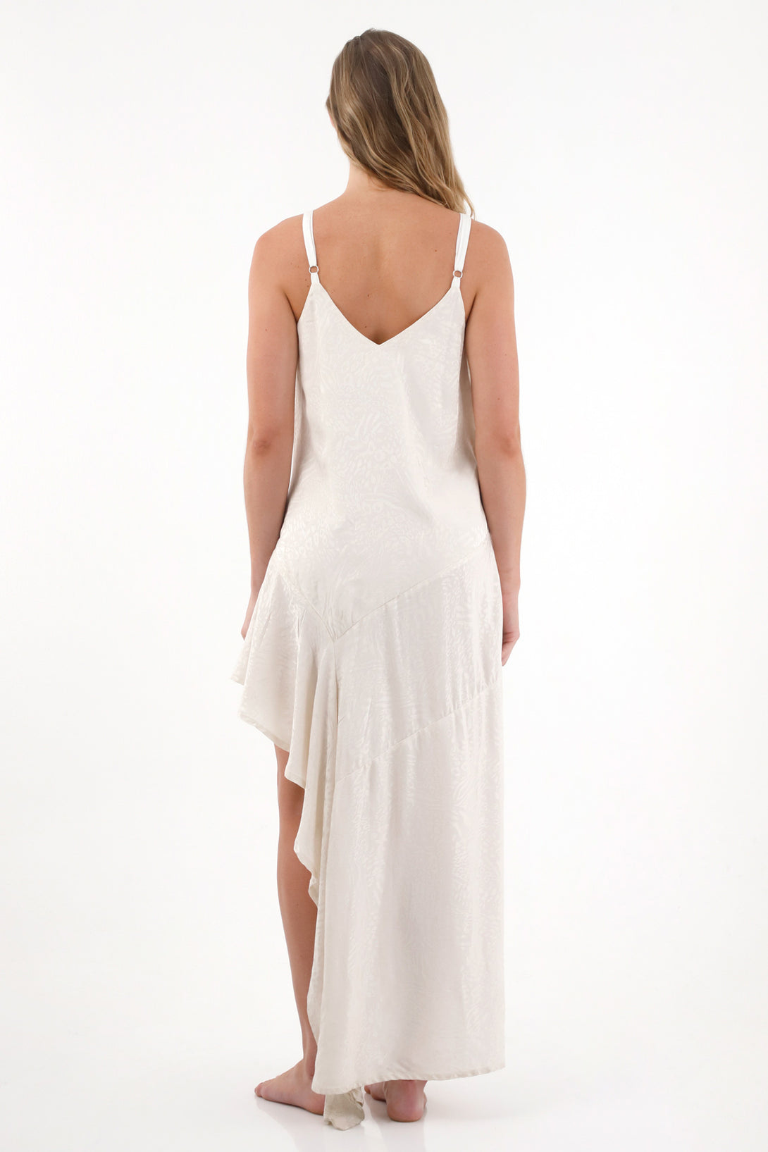 Women's Asymmetrical Grey Animal Print Maxi Dress