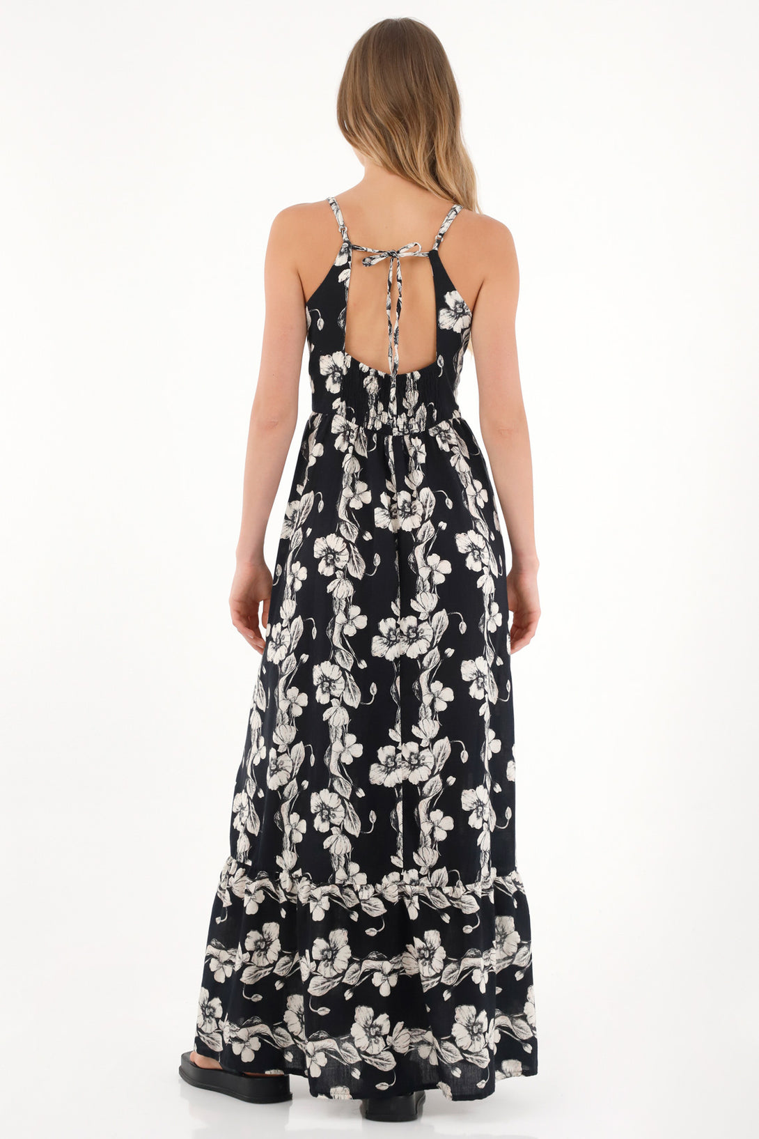 Vestido largo con estampado de flores para mujer