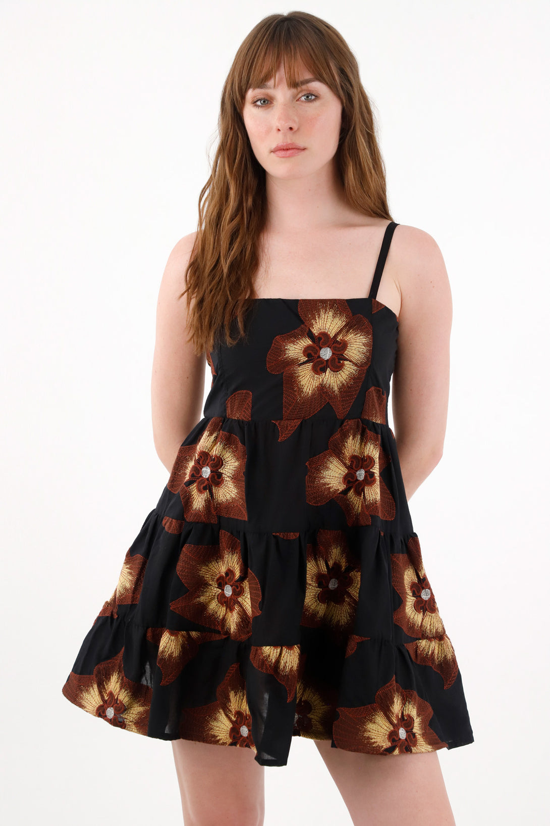 Women's Multicolor Embroidered Short Dress
