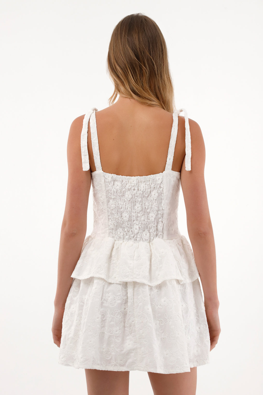 Women's Cream Short Dress with Ruffles
