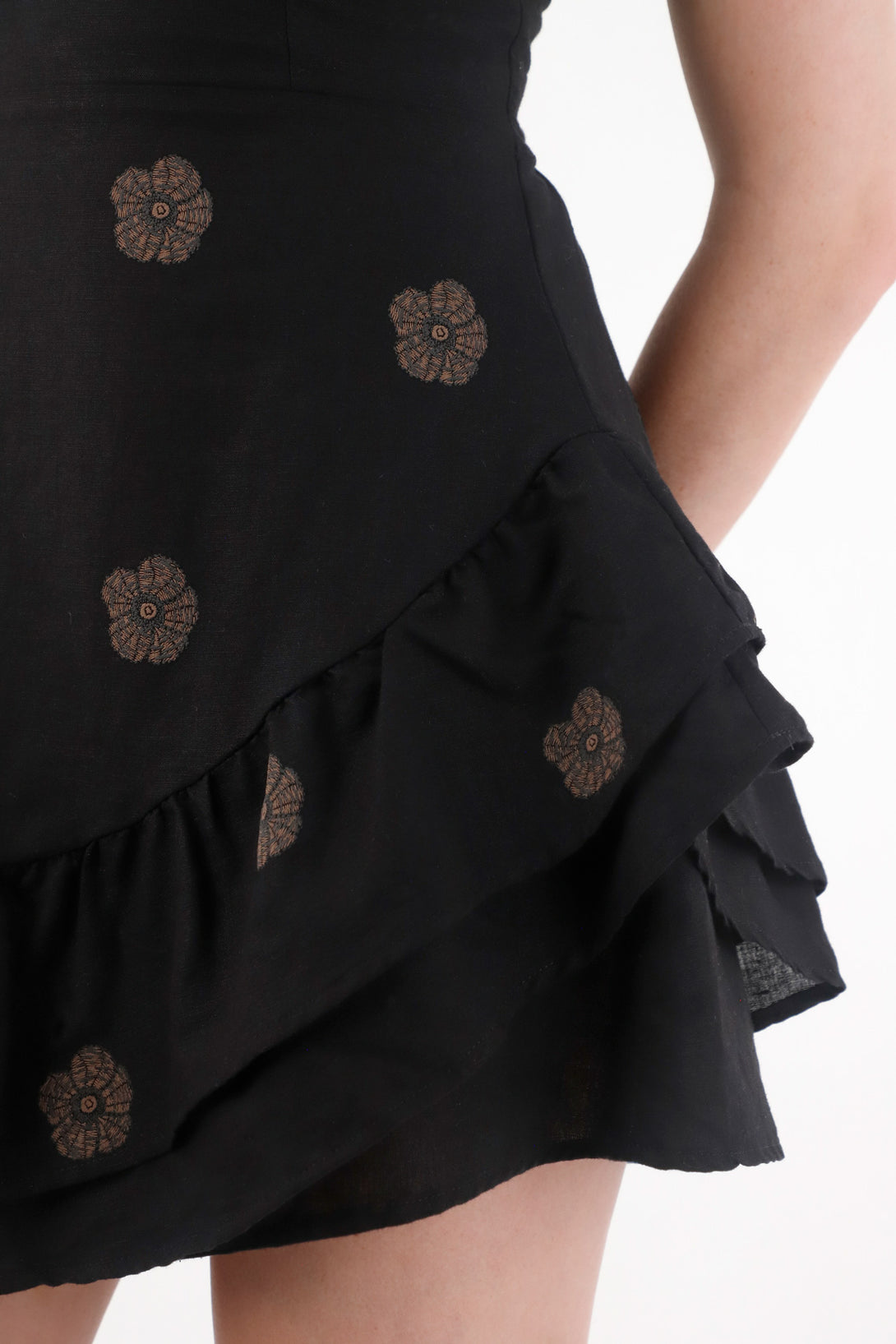 Women's Short Black Printed Dress