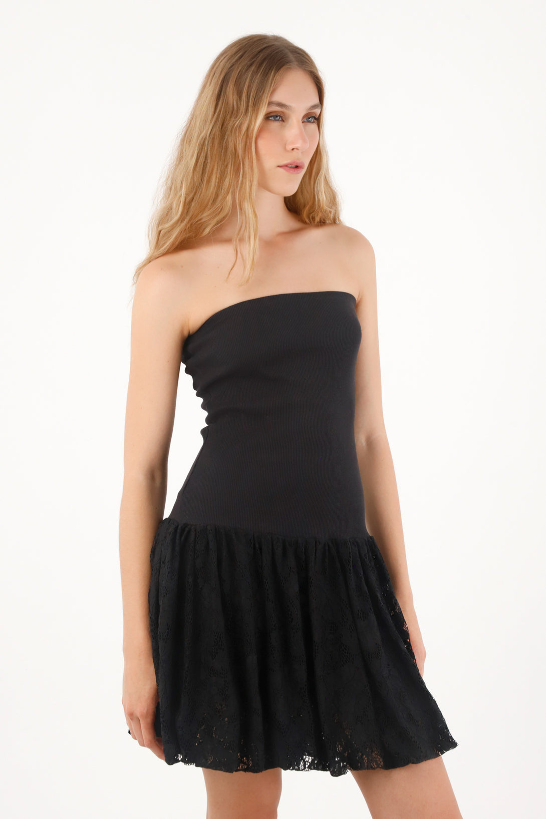 Black Strapless Short Dress for Women