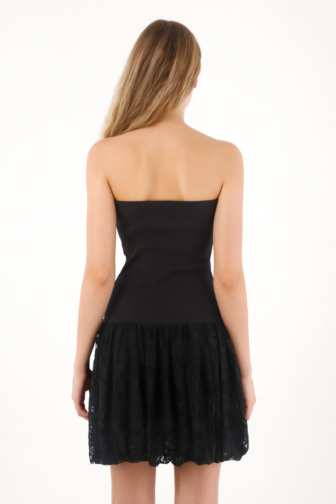 Black Strapless Short Dress for Women