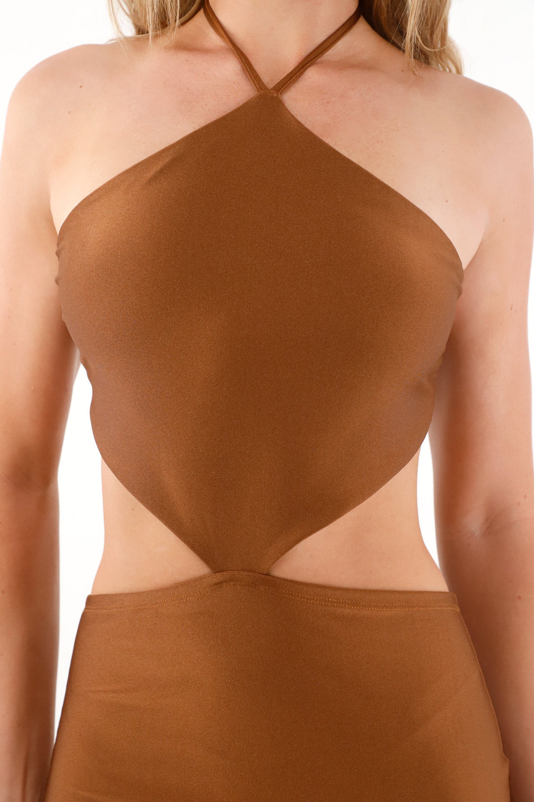 Long Brown Cut Out Dress for Women