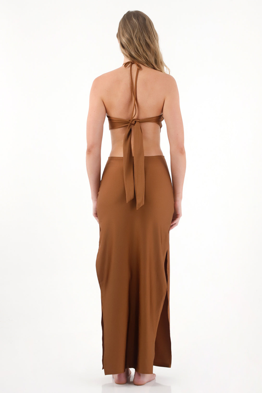 Long Brown Cut Out Dress for Women