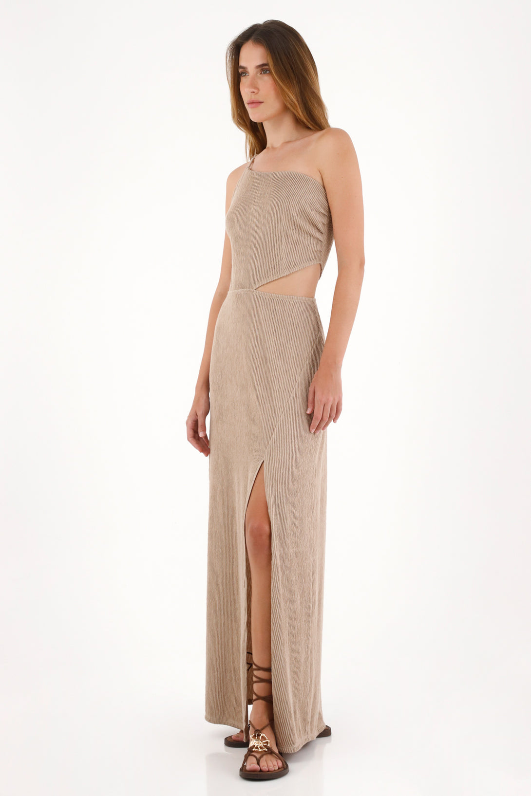 Vestido con cut out y textura crudo para mujer