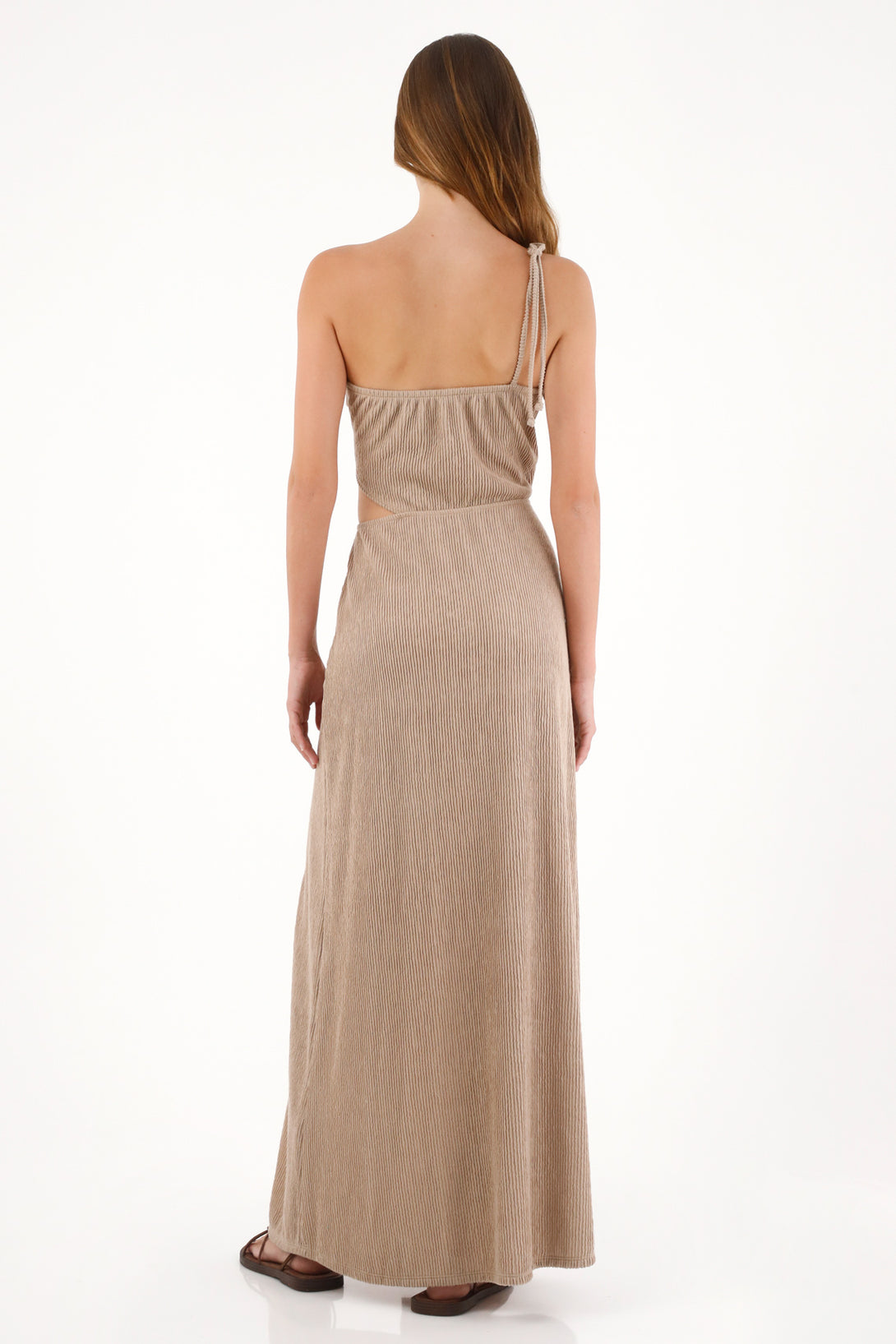 Vestido con cut out y textura crudo para mujer